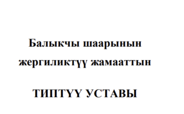 Балыкчы шаарынын жергиликтүү жамааттын ТИПТҮҮ УСТАВЫ