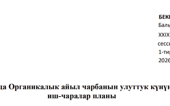 Балыкчы шаарында Органикалык айыл чарбанын улуттук күнүн өткөрүү боюнча иш-чаралар планы